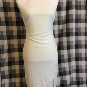Bebe Cream Halter Bodycon Dress for Cocktail